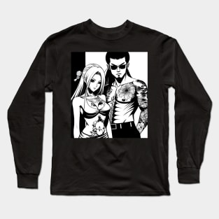 Japanese Tattoo Girlfriend Boyfriend Anime Couple Long Sleeve T-Shirt